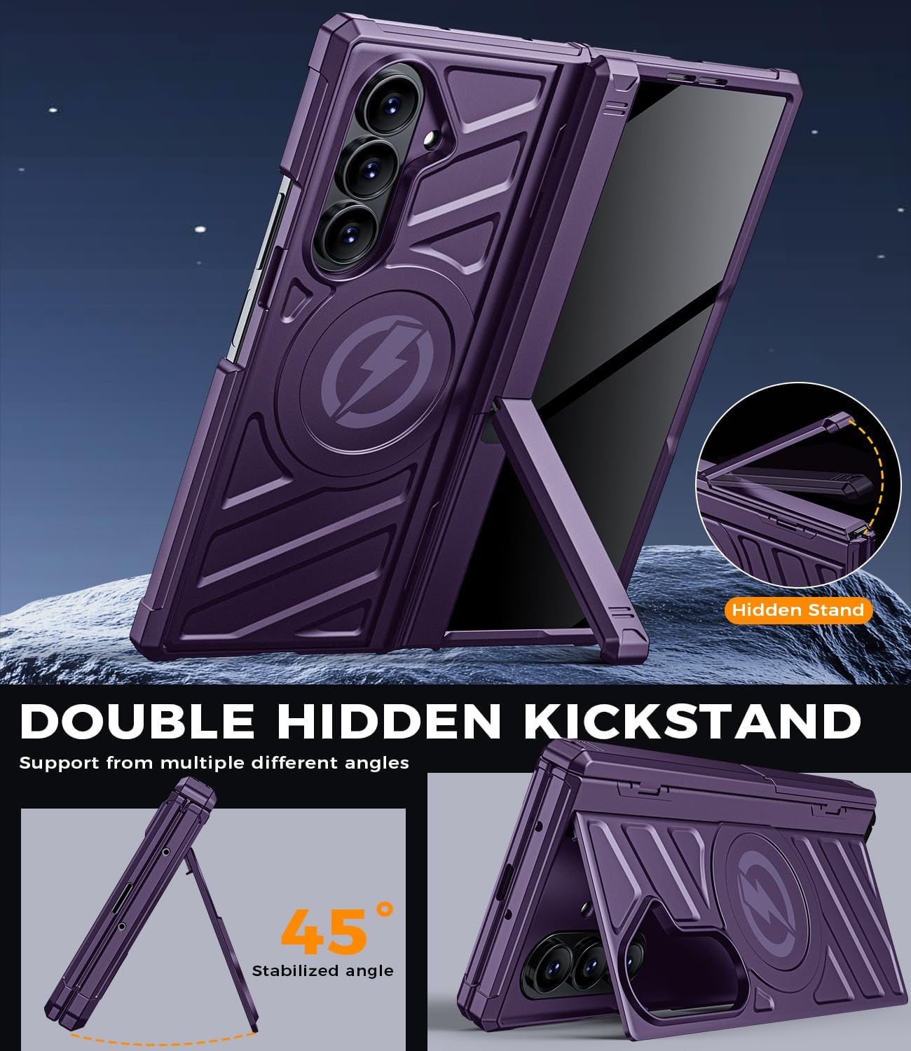 Magnetic for Samsung Z Fold 7 Case: Durable Phone Case with Privacy Screen Protector [Compatible with Magsafe][Hinge Protection] Invisible Dual Stand for Galaxy Fold7 5g 2025