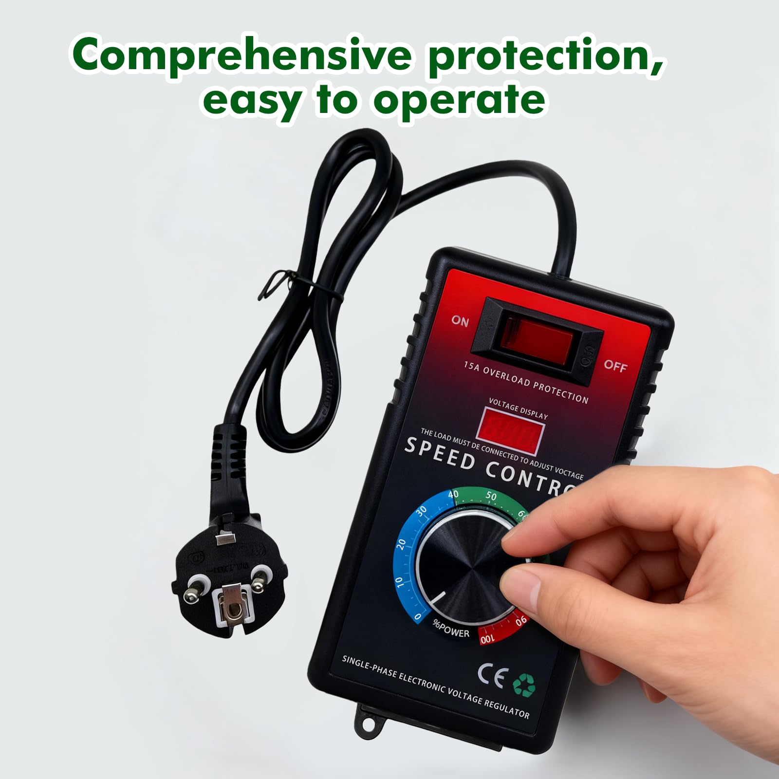 Regolatore di Velocità per Motore 220V AC 15A 4000W SCR Regolatore di Tensione, Variatore di Frequenza per Motore Controllore di Velocità del Ventilatore Smerigliatrice ad Angolo Soffiatore Trapano