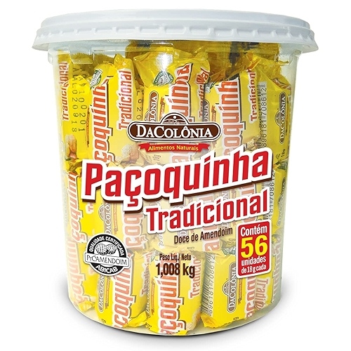 Da Colonia Dacolonia - Paçoca Rolha Tradicional Balde 56 Unidades Da Colonia Dacolonia - Paçoca Rolha Tradicional Balde 56 Unidades
