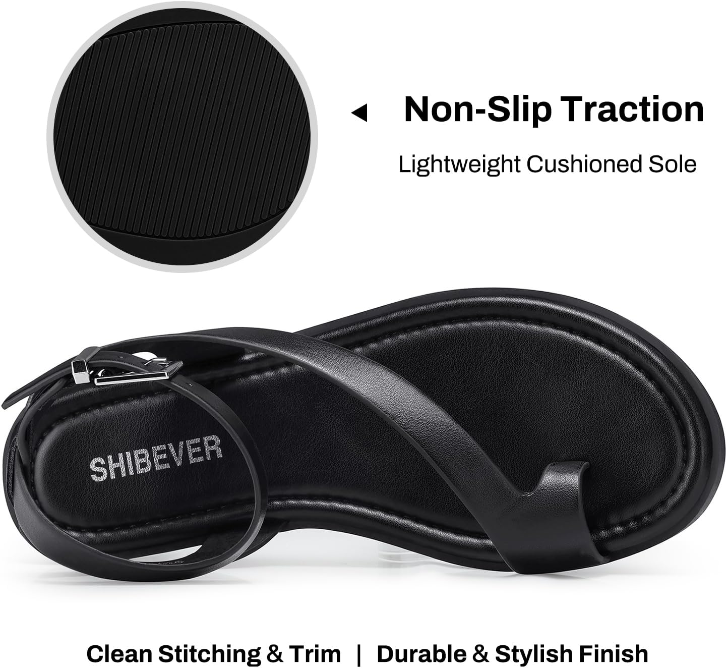 SHIBEVER Flat Sandals for Women Dressy: Comfortable Toe Loop Strappy Sandals Summer Casual Ankle Strap Walking Shoes for Beach Travel 2026