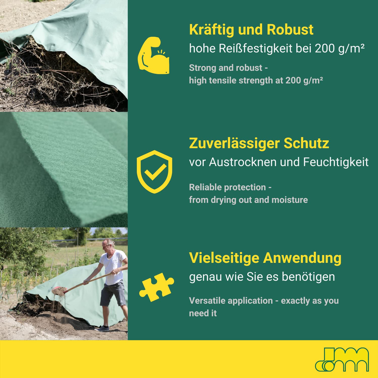 1 pezzo 3 x 6 m 200 g/m² in tessuto non tessuto per compost, copertura in tessuto non tessuto 200 g/m², qualità professionale, resistente ai raggi UV, permeabile all'acqua e traspirante.