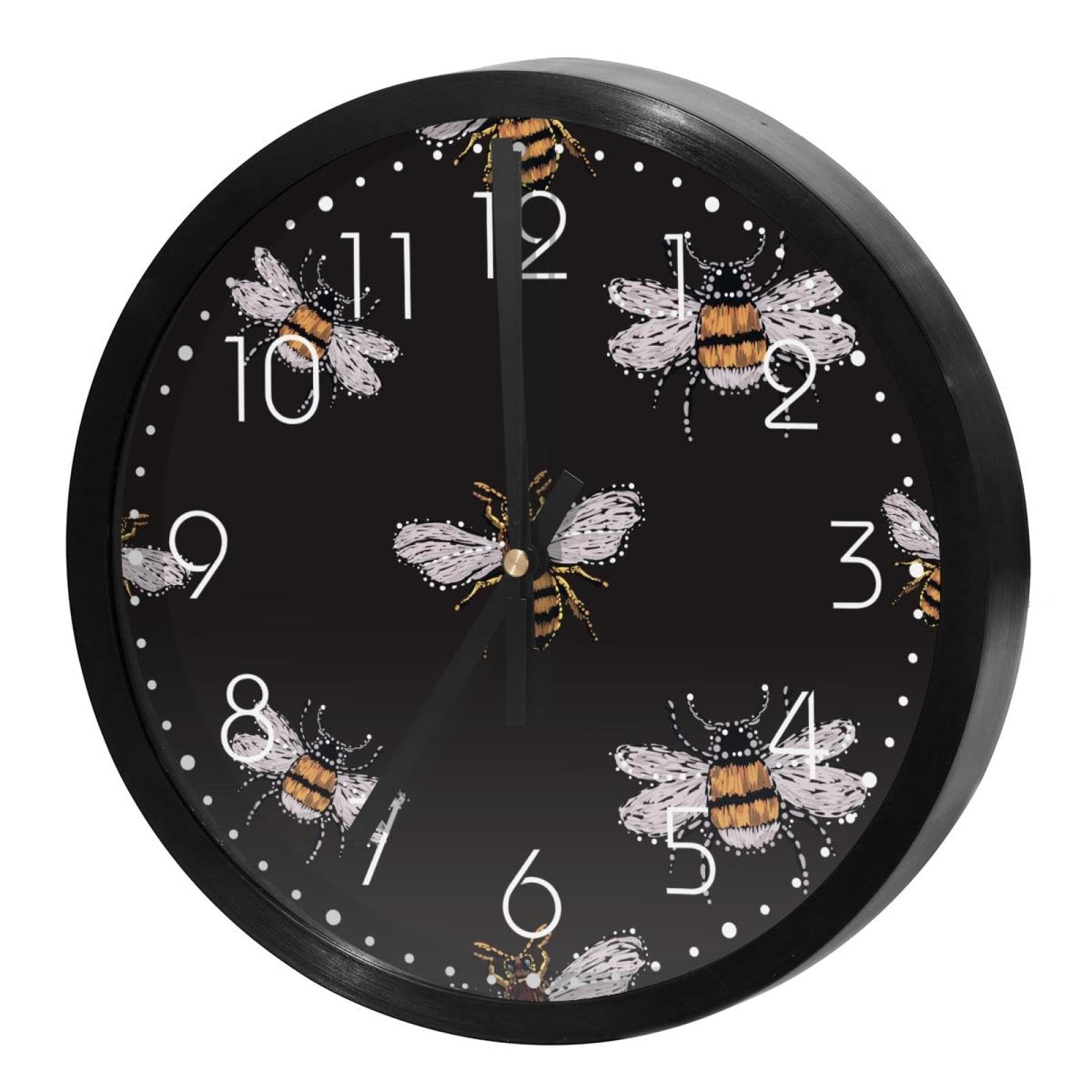 Horloge murale silencieuse à quartz broderie bourdon pour la maison