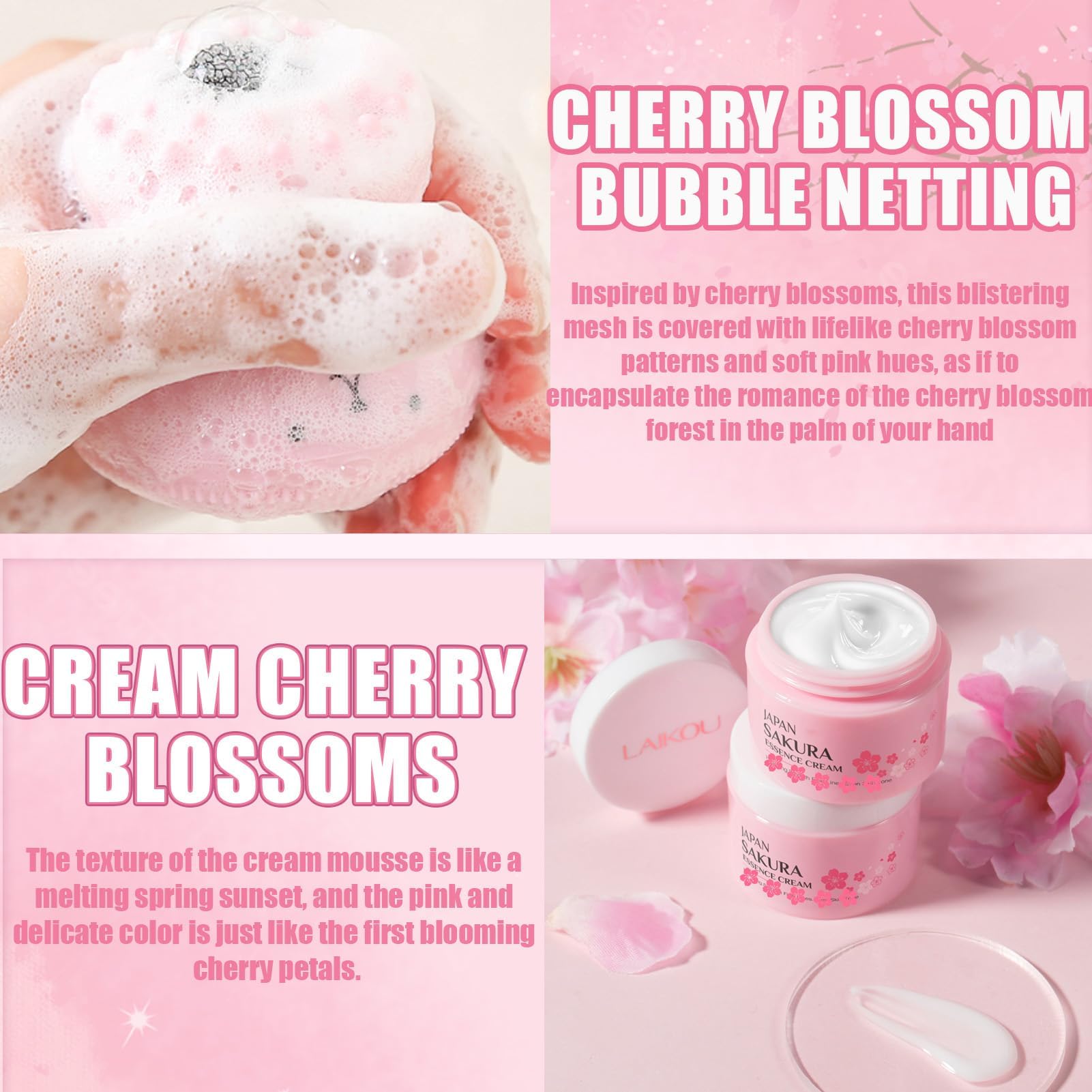 Kit per la Cura della Pelle Sakura 11 Pezzi,Include Fascia skincare, Spazzola per il viso,Pulizia,Crema solare 50,Essenza,Crema,Maschera per la notte (x5),Sakura Skincare Set per Ragazze Donne