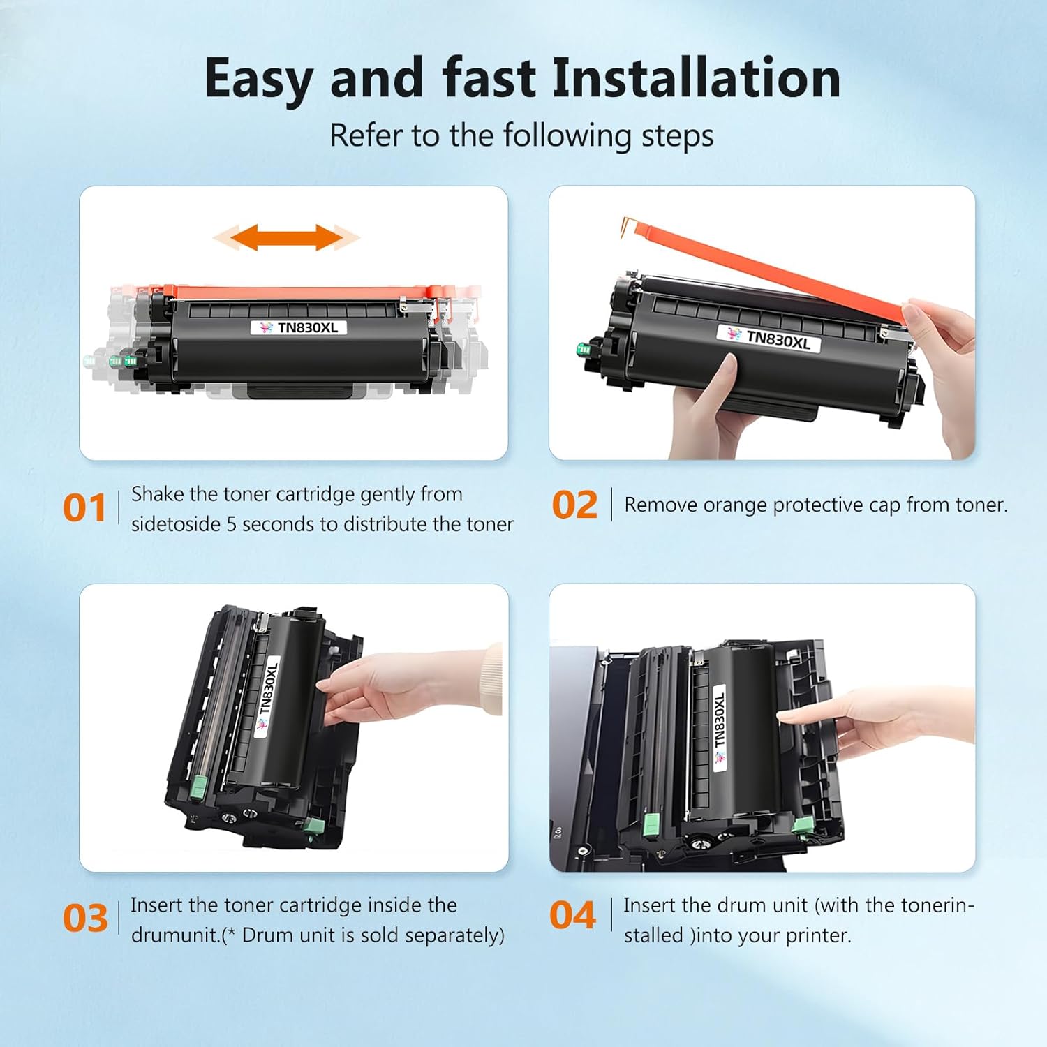 COMBUY TN830XL Toner Cartridge Replacement for Brother TN830XL TN-830 TN830 TN 830 Toner Work with HL-L2460DW DCP-L2640DW HL-L2480DW HL-L2400D HL-L2405W MFC-L2820DW Printers (2 Black)