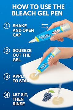 Bleach Gel Stain Remover Pen Travel Size Toiletry for Clothing, Instant Spot Cleaner, Travel Essentials & Accessories