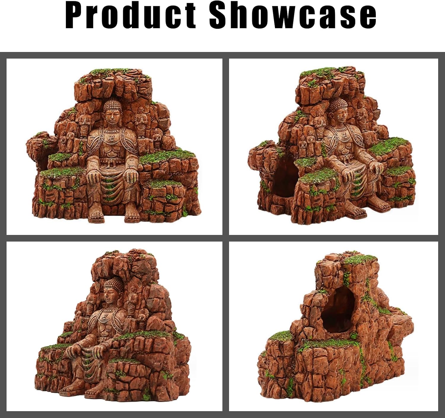Retro Buddha Sculpture,Fish Tank Aquarium Reptile Tank Resin Decorative Ornaments for Amphibious Reptiles Pets and Fish Hiding Habitat Breeding Nests