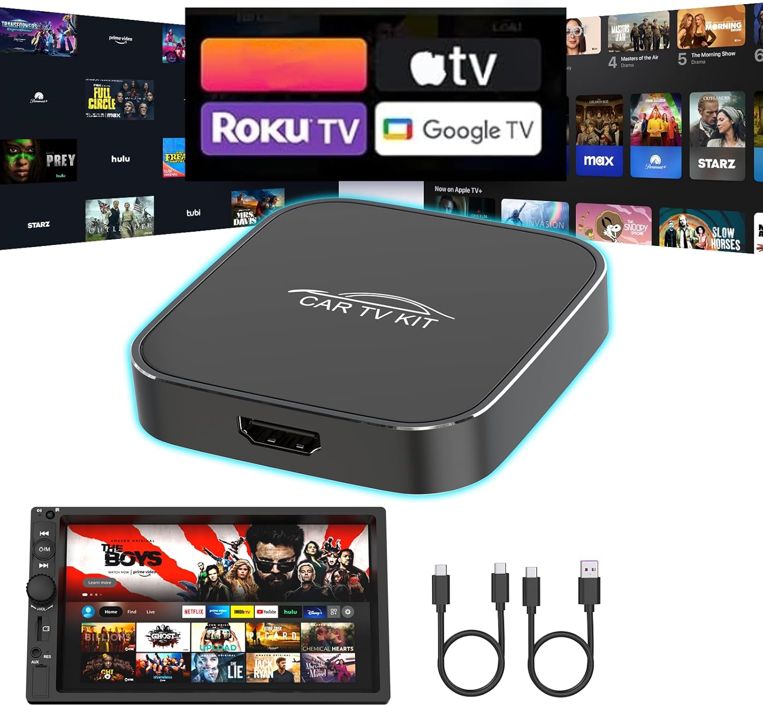 Wireless CarPlay Adapter for Apple, Car TV Mate with HDMI Input for TV Sticks and Game Consoles, Plug and Play, Fit for Cars with Factory Wired CarPlay from 2016 & iOS 10+ iPhone