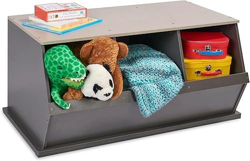 Miniatura 11 de Badger Basket Organizador apilable de almacenamiento de juguetes de tres cubos para niños, sala de juegos, guardería o dormitorio, diseño de madera