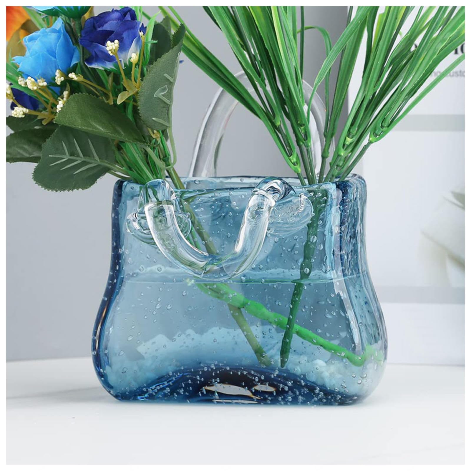 Amazon.co.jp: ハンドバッグ花瓶、気泡入りガラス花瓶、かわいい Amazon.co.jp: ハンドバッグ花瓶、気泡入りガラス花瓶、かわいい