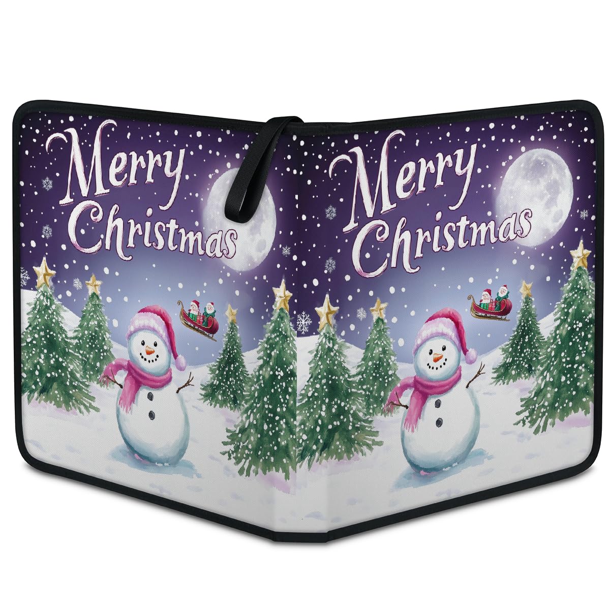 Classeur pour cartes à collectionner - 9 poches - Arbre de Noël - Bonhomme de neige - Avec pochettes amovibles - Étanche - Avec fermeture éclair - Capacité de 50 pages et 900 cartes