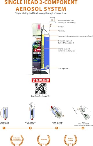 Miniatura 2 de SAMURAI Pintura en aerosol de 2 partes imprimación epoxi para industrial (imprimación metálica óxido rojo, paquete de 6 latas)