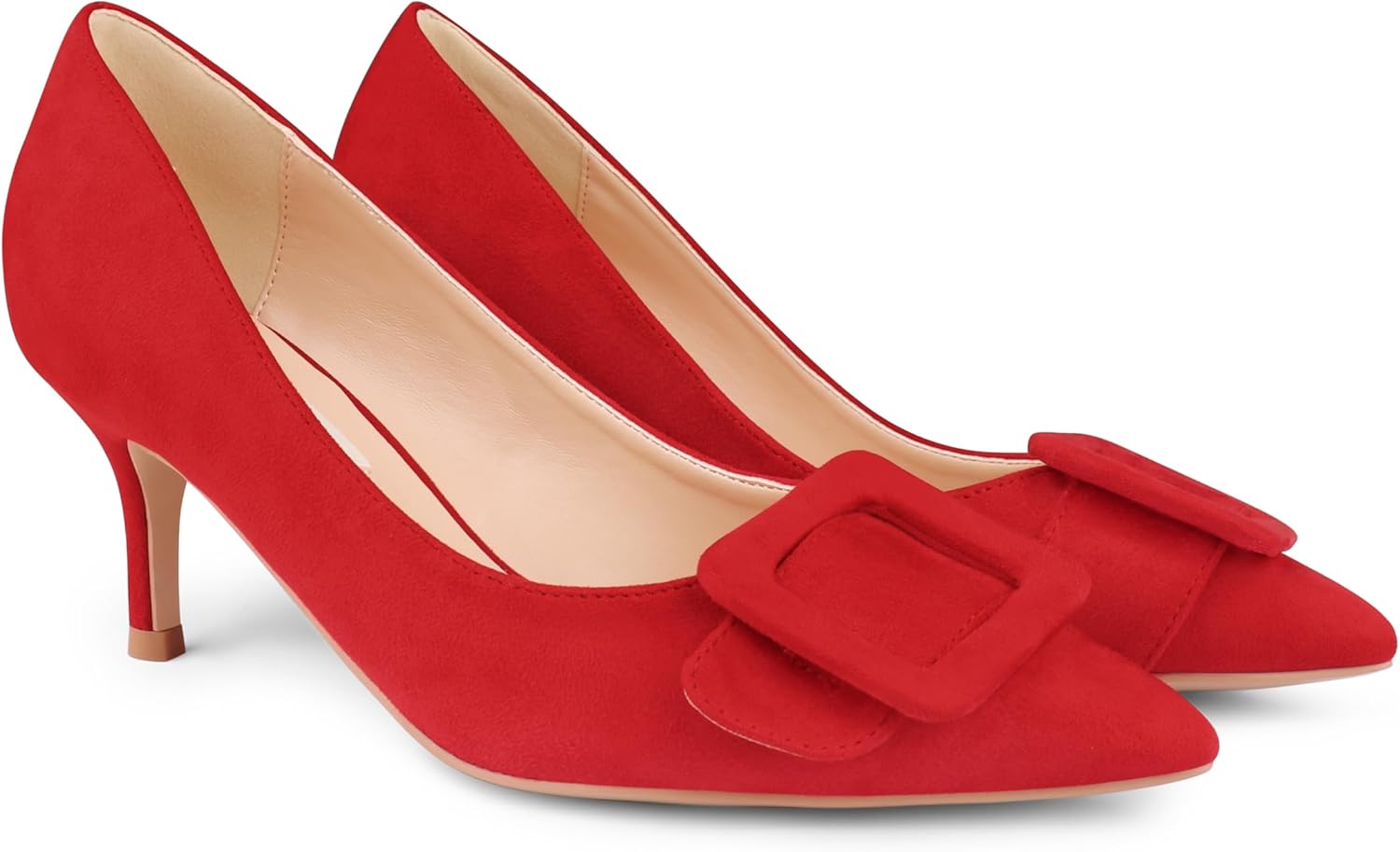 Zzheels Women’s Closed Pointed Toe Pumps Kitten Heels Office Wedding Party Shoes