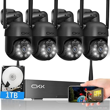 [10CH, Upgrading 5MP] CKK Wireless Security Camera System with 1TB HDD