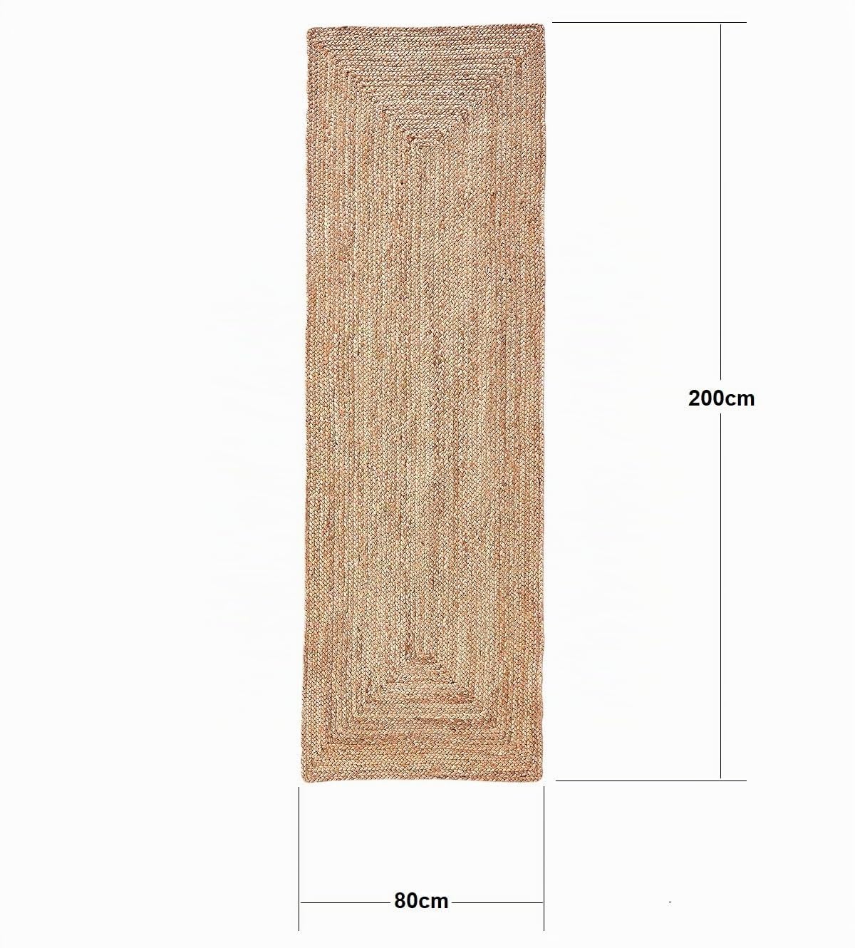 Alfombra de Yute Natural Trenzada a Mano con Forma Rectangular para Pasillo, Sala de Estar, salón, habitacón, decoración de área 100% Fibra Natural. (60x110cm)