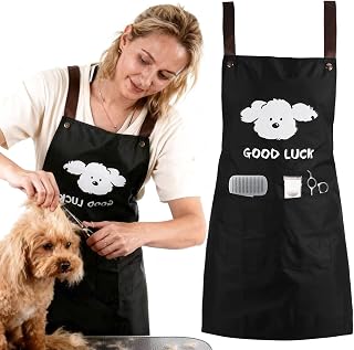 Dog Grooming Apron Waterproof 2 Pockets Brown Straps Pet Home Use | Dog Grooming Pet Grooming Smocks Suitable For Pet Grooming, Pet Shops