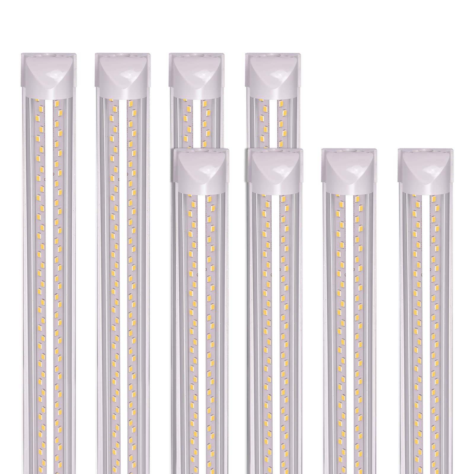8FT Led Shop Light Fixture - 8 Foot LED Lights,5000K 90W 13500lm, V Shape LED Strip Lights 96" LED Tube Light for Garage, Clear Cover High Output Linkable with Plug 8 Pack