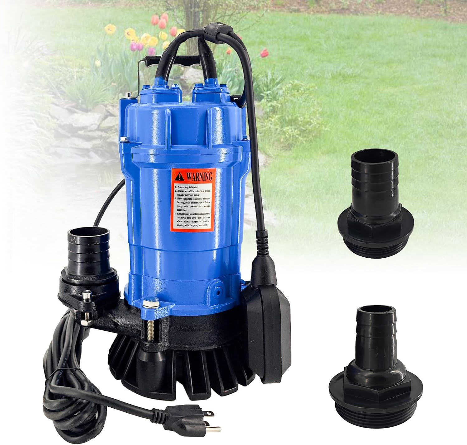 2" Electric Submersible Trash Pump for Tsurumi HS2.4S HSZ2.4S-62 | 1/2 HP 115V Automatic Submersible Wastewater Pump with Auto Float Switch 53 GPM 3180 GPH 60Hz, 2 inch Straight Male NPT
