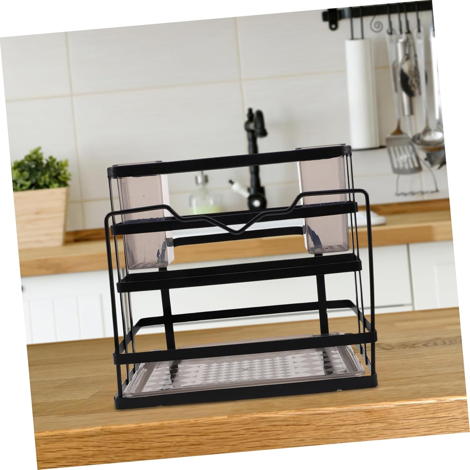 Mobestech 1pcs Carbon Steel Kitchen Storage Rack Cutlery Knife Holder Utensil Holder Stand Multi-functional Knife Rack for Sink Organizer