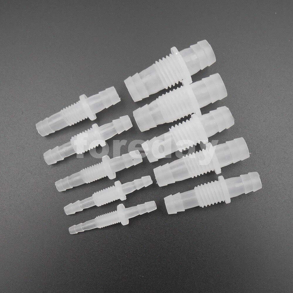 Tool Part For 20PCS X Through-plate Joint Plastic Over-plate PP Threaded Two-way Joints Straight Screwed Pipe Tube Contor Nipple XFD800-809 - (Color: 11MM-12MM)
