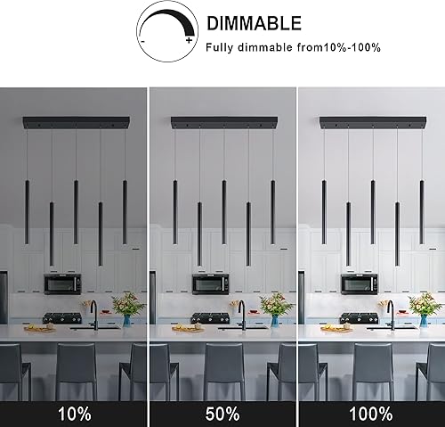 Miniatura 6 de Lámpara colgante, 5-Light Cluster, Moderno, Techo, Isla de cocina, Negro, LED regulable, 1500 lúmenes, 6000K