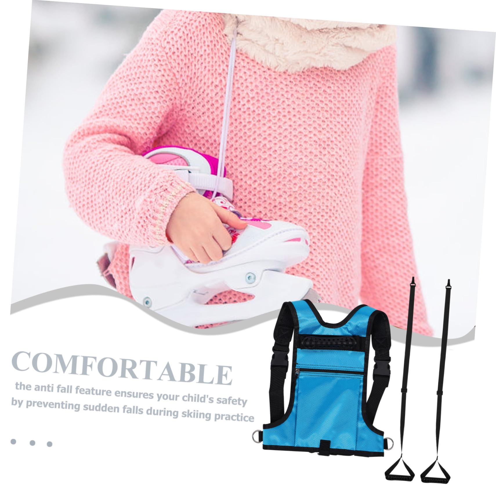 BESTonZON Imbracatura da Sci e Snowboard per Ragazzi con Tasca a Zip Regolabile Accessorio per Allenamento con Manico Traspirante e Sicurezza