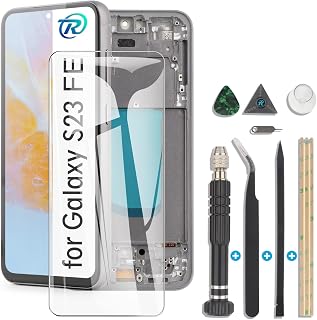 RongZy Ersatzbildschirm für Samsung Galaxy S23 FE LCD-Touchscreen, interner Digitizer für Samsung S23 FE S711U/S711B/S711W/S7110 Display, Ersatzmontage mit Werkzeug-Set (mit Rahmen)