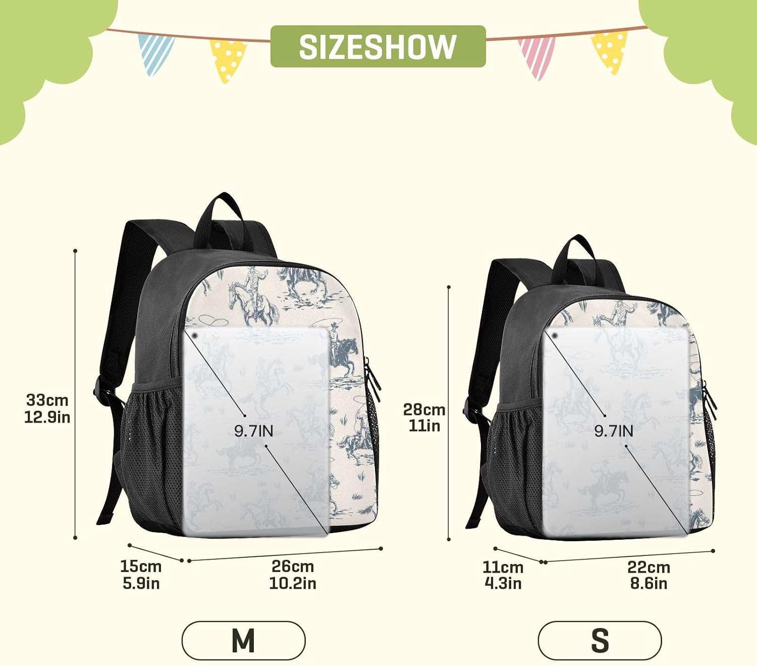 Toddler Backpack Western Cowboy Waterproof Mini Backpack Boys/Girls Cute Kindergarten Pre School Bags 11 Inch - Image 2