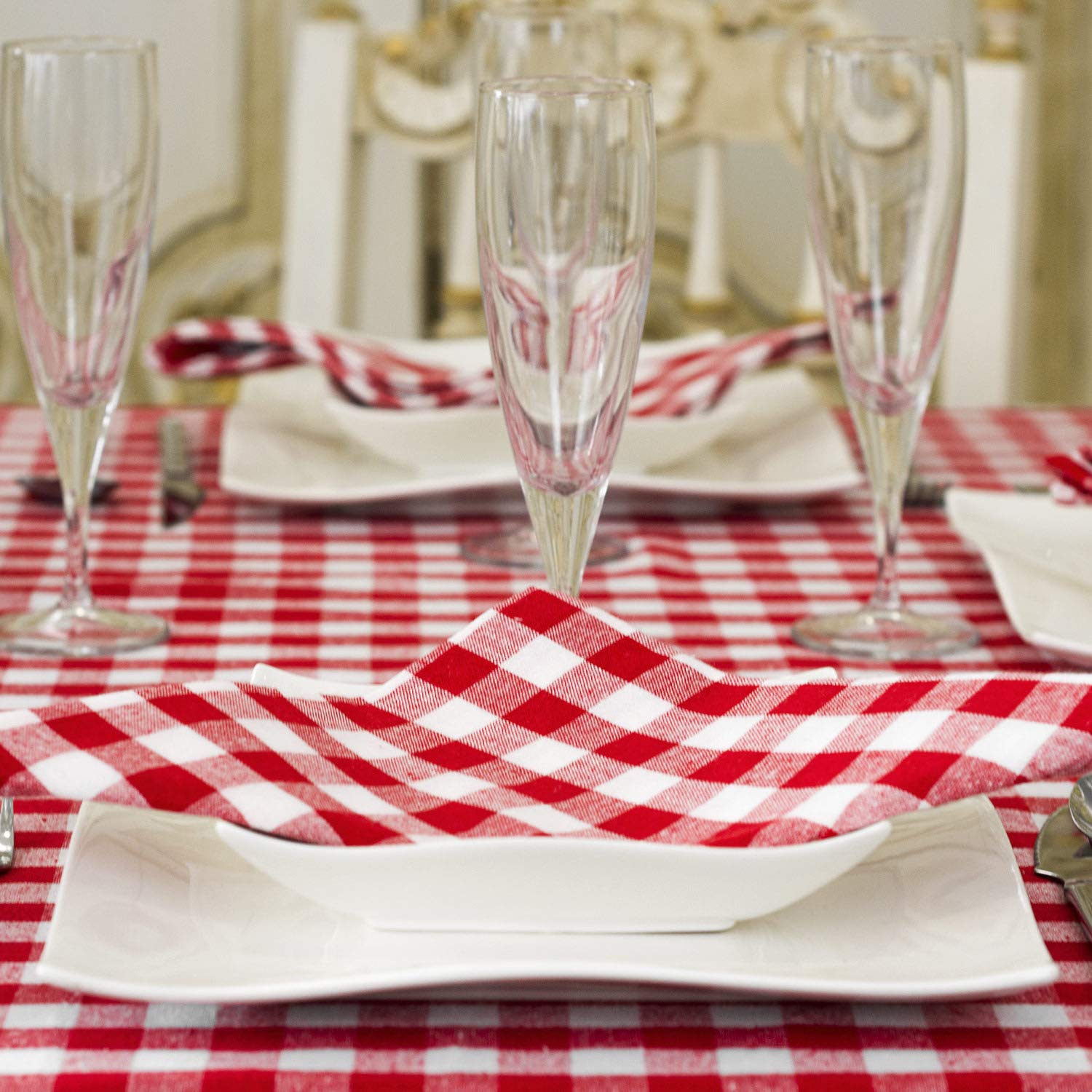 BGEUROPE Tovaglioli - 100% cotone - Rosso e bianco - Ref. Pizzaria - 45cm x 45cm (pack 6)