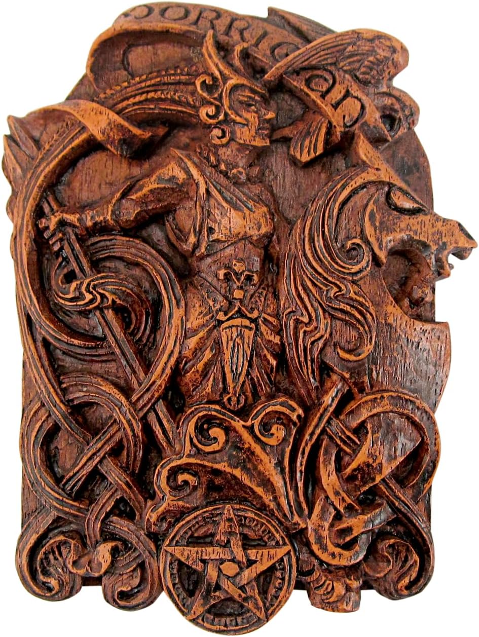 Dryad Design Morrigan Wall Plaque - Celtic Warrior Goddess Wiccan Home Decor Gift Pagan Art (Wood Finish)