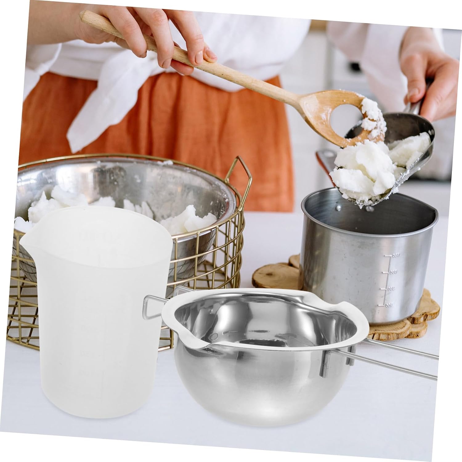 jojofuny DIY Candle Making Kit Metal Wax Melting Pot 250ml Set