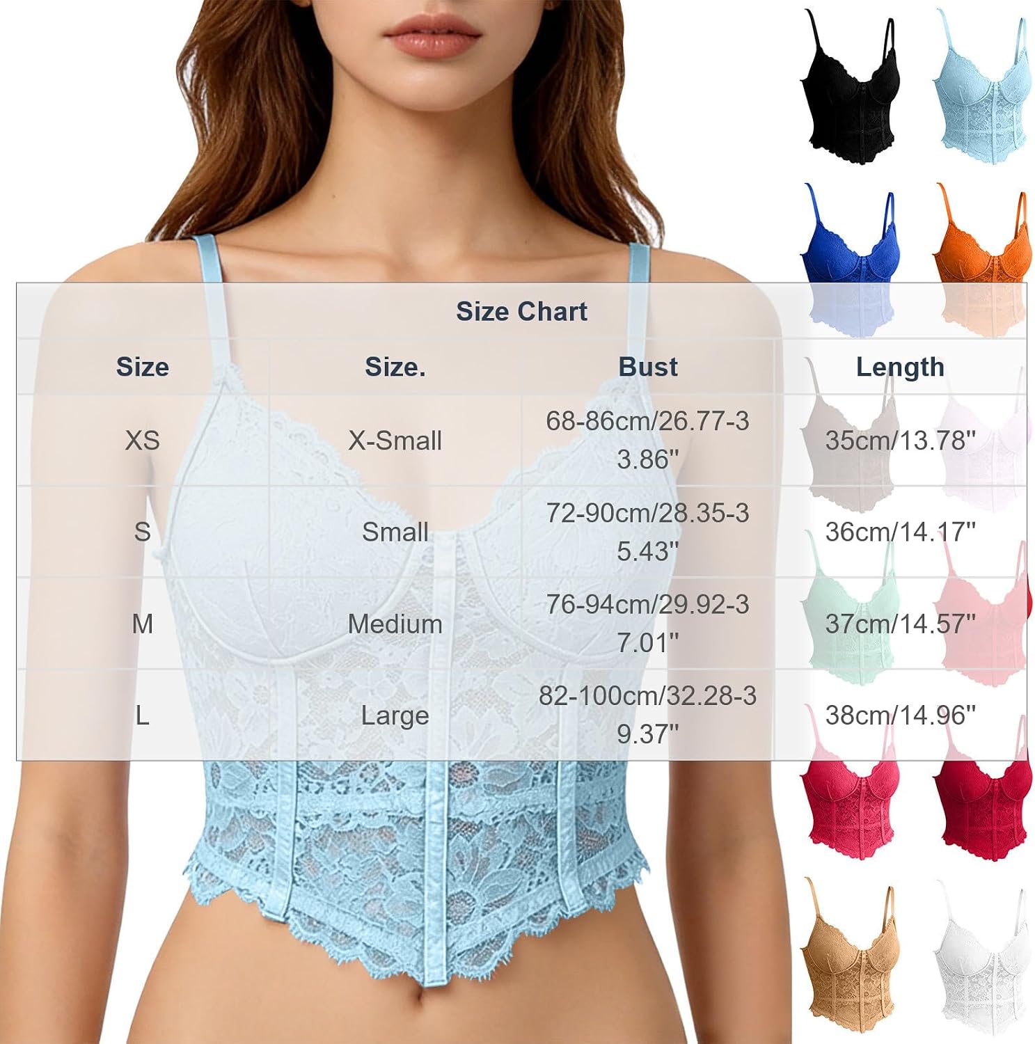 Women's Lace Corset Camisole Underwire Bustier Crop Top with Adjustable Straps, Pointed Hem Y2K Going Out Cami Tops