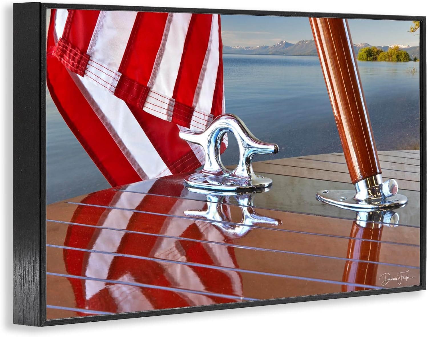 Stupell Industries Flag On Boat Hull Framed Giclee Art Design by Dennis Frates