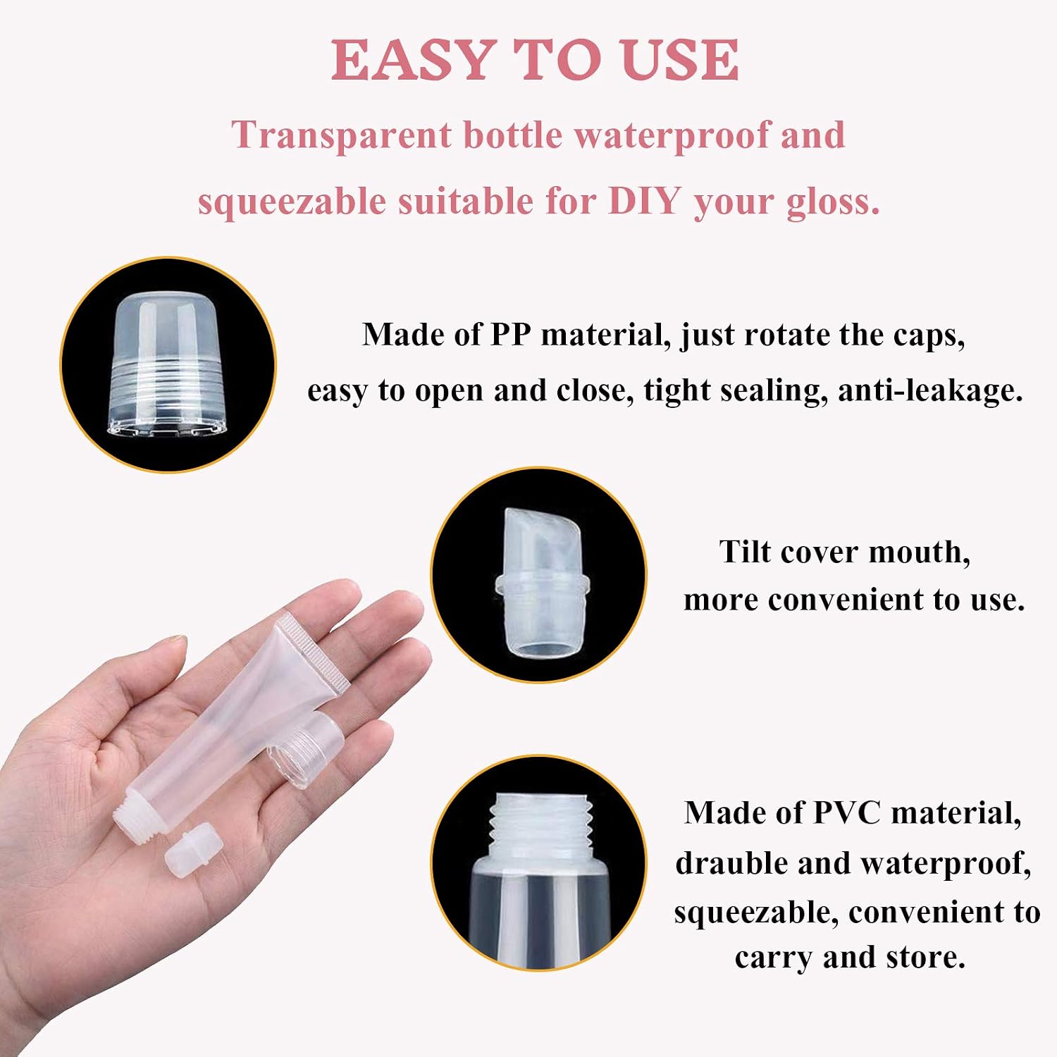 70 PCS 15 ML Refillable Mini Clear Empty Lip Gloss Balm Container Soft Empty Tubes for DIY Lip Gloss Balm/Cosmetic …