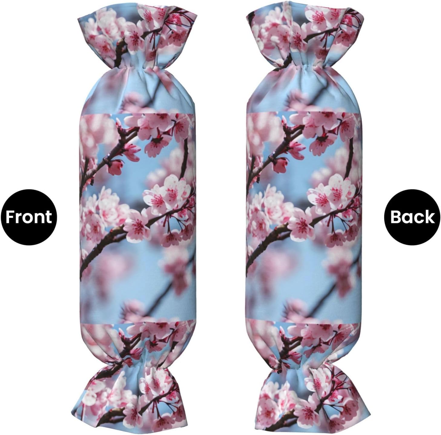 Tempting Cherry Blossoms Print Candy Cylindrical Eco-Friendly Pillow Soft Velvet Living Room Bedroom Travel Decor