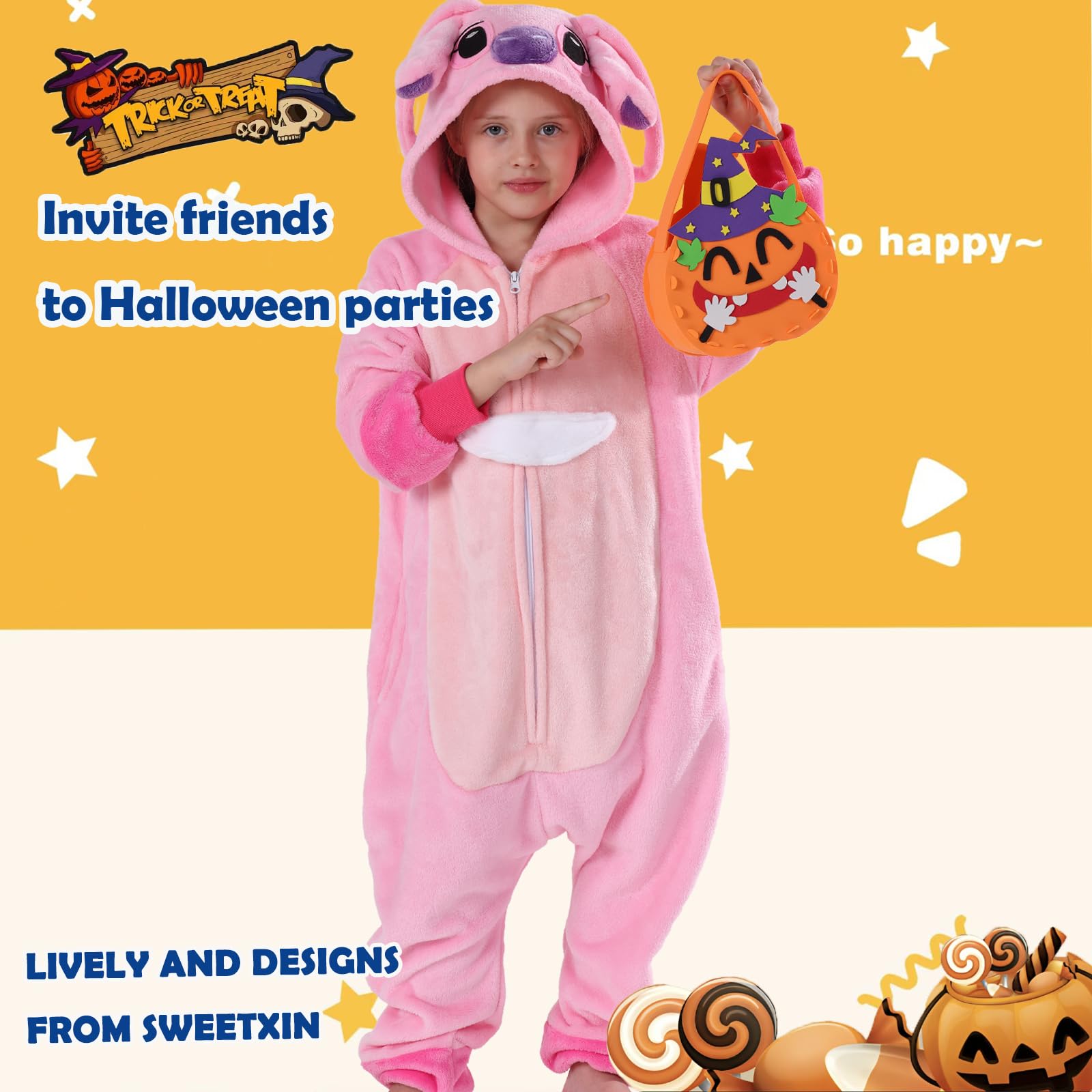 SWEETXIN Kids Unise Onesie Pajamas Plush One Piece Halloween Costume Cosplay Sleepwear for Girls Boys (8 Years,Red Stitch)