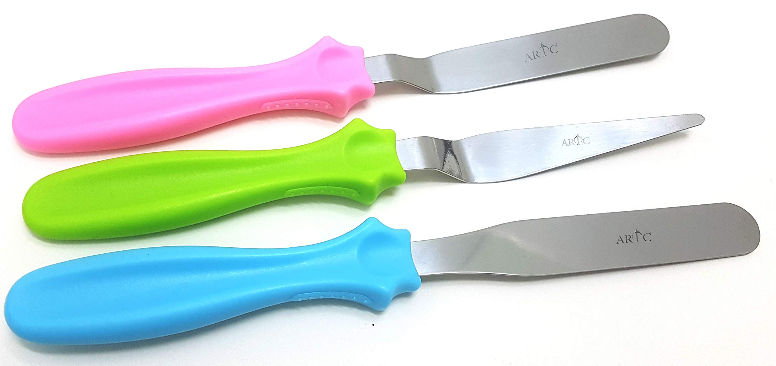 ARTC 3 Pcs Stainless Steel Butter Spatula Spreader Angled Icing Spatula Offset Spatula Cake Spatula Set Ice Cream Smoother Cake Decoration Knife Tool - WBL-3010