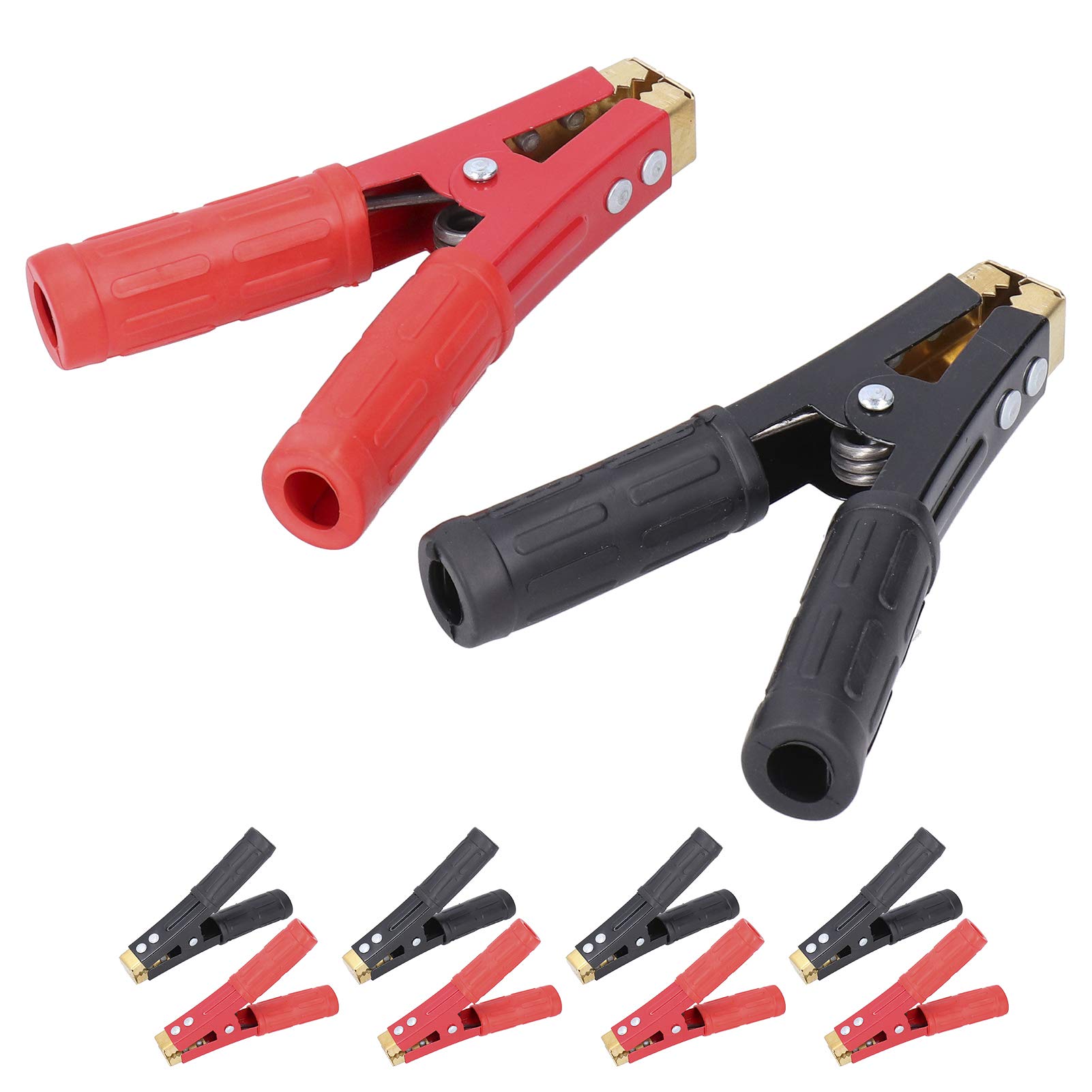 5 Paia Morsetti a Coccodrillo Isolati per Cavi Batteria – Kit Tester Elettrico 1000A – Molla in Rame Resistente, Ampia Apertura per Circuiti Elettrici Auto