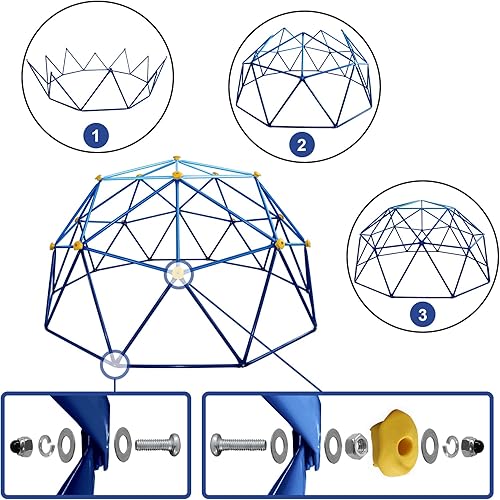 Miniatura 4 de SMkidsport Escalador de cúpula con toldo, cúpula de escalada de 10 pies para niños de 3 a 10, capacidad de 1000 libras, acero resistente al óxido y