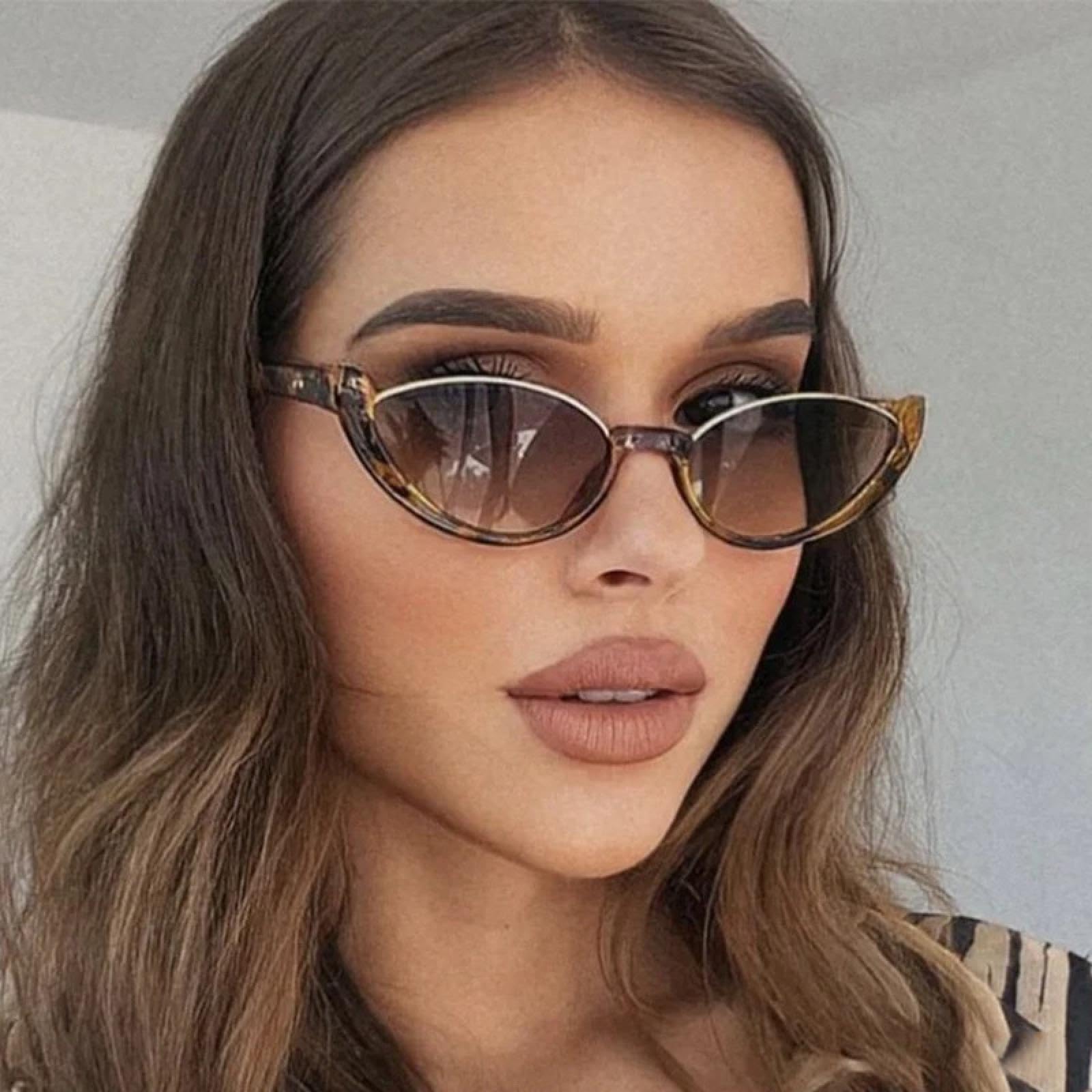 Gafas de sol con protección UV400 | Ojo de gato pequeño ovalado | Para hombre y mujer, ideal para deportes al aire libre y conducción