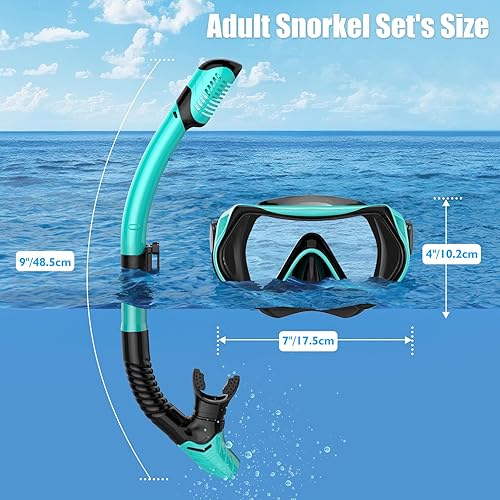 Miniatura 5 de Snorkeling Gear for Adults, Dry-Top Snorkel Set Scuba Diving mask, Snorkel Mask, Panoramic Anti-Leak Anti-Fog Tempered Glass Lens, Swimming Training