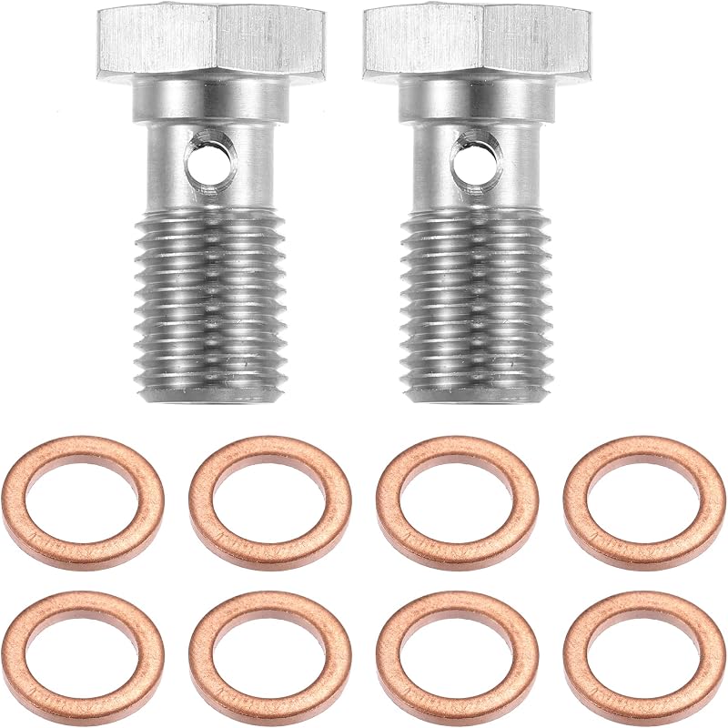 Parafuso banjo para linha de freio turbo X AUTOHAUX AN3 3/8-24 em aço inoxidável – 2 unidades