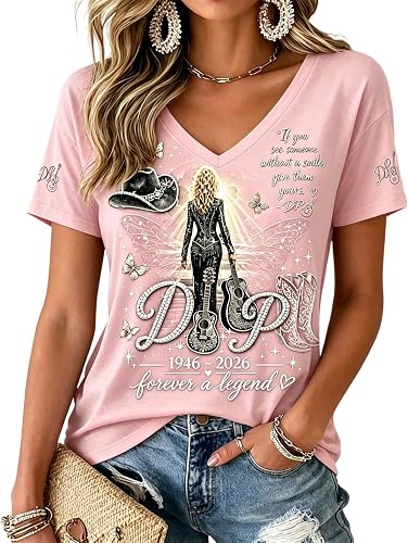 Dolly Shirts for Women Parton Retro Country Music Tee Memorial T-Shirt