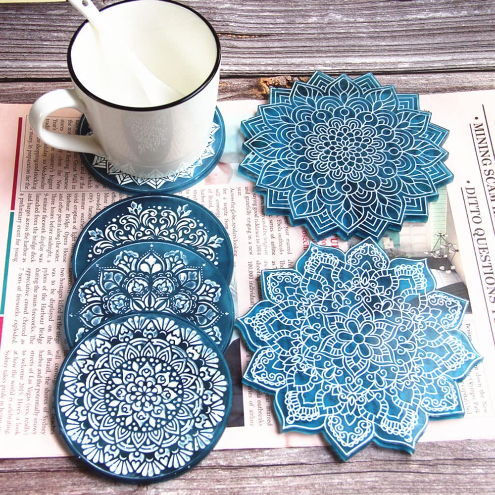 Coaster Molds For Resin Casting, 4PCS Round Resin Coaster Molds With Holder Mold, Silicone Coaster Molds For Resin DIY Epoxy Resin Coaster, Cups Mats, Home Decoration, Coaster Mold Set-5pcs
