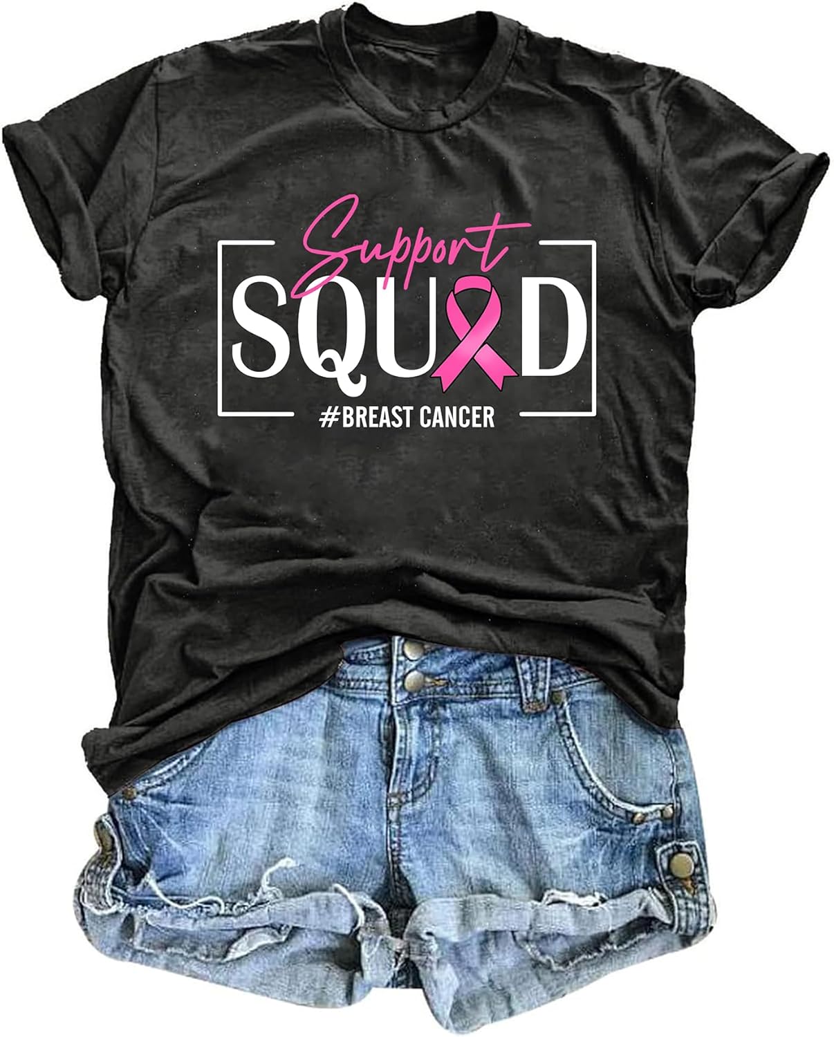 Pink Ribbon Shirts for Women Breast Cancer Awareness Tshirts Ribbon Graphic Print Tee Inspirational Breast Cancer Tops