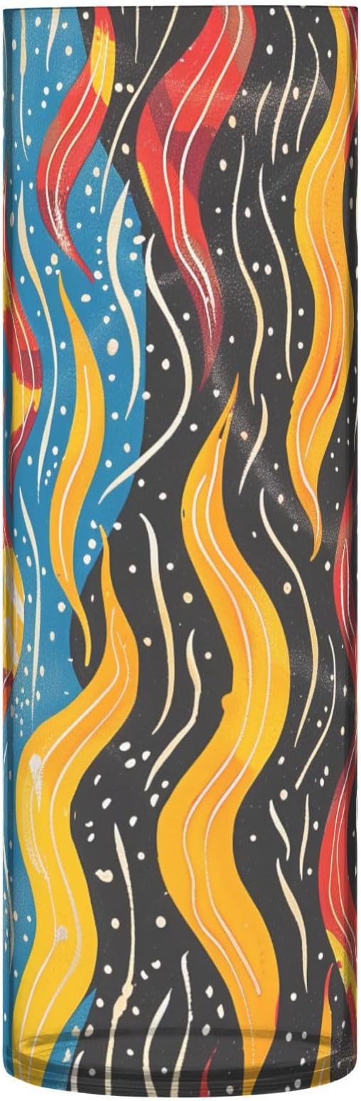 Color Fire Abstract Art Plastic Cylinder Vases for Flowers 11.8 x 3.9 Inch Decorative Small Vases Aesthetic Home Kitchen Table Centerpieces Vaso para Flor Decor