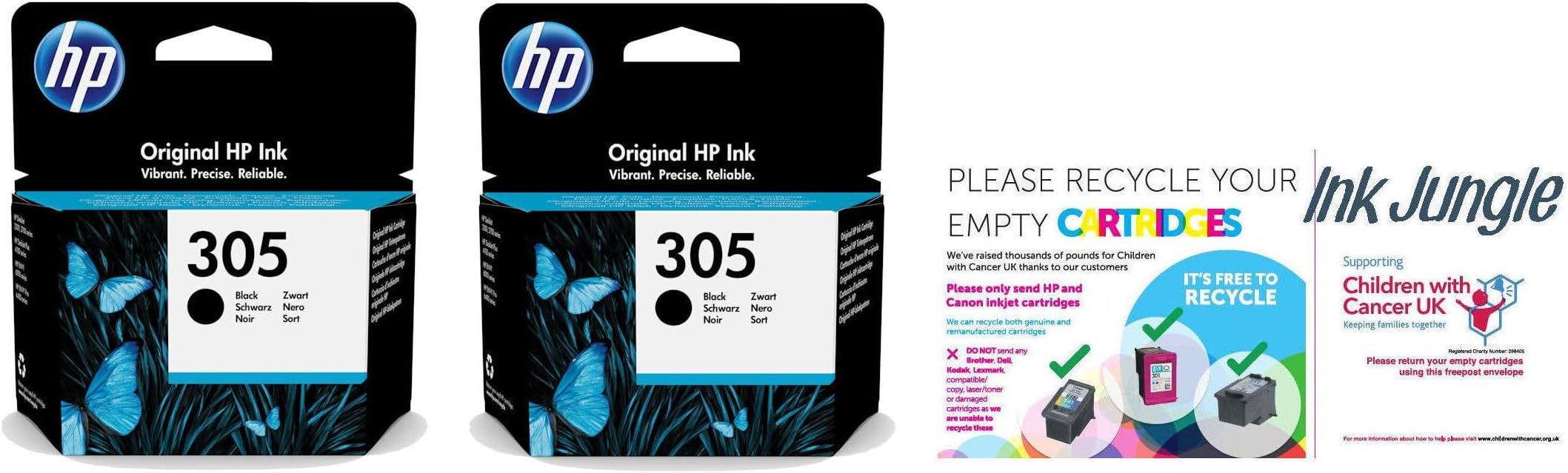 Ink Jungle 2x HP 305 Black Ink Cartridges For HP ENVY 6010 6010e 6020