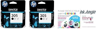 2x HP 305 Black Ink Cartridges For HP ENVY 6010 6010e 6020 6020e 6022 6022e 6030 6030e 6032 6032e 6420e 6430e 6432e HP ENVY Pro 6420 6422 6430 6432 Printers & Ink Jungle Charity Recycling Bag