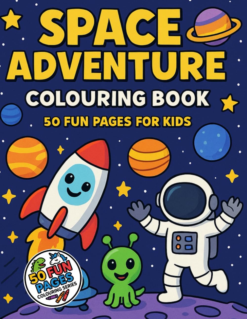 Space Adventure Colouring Book: 50 Fun Pages for Kids (50 Fun Pages Colouring Series)