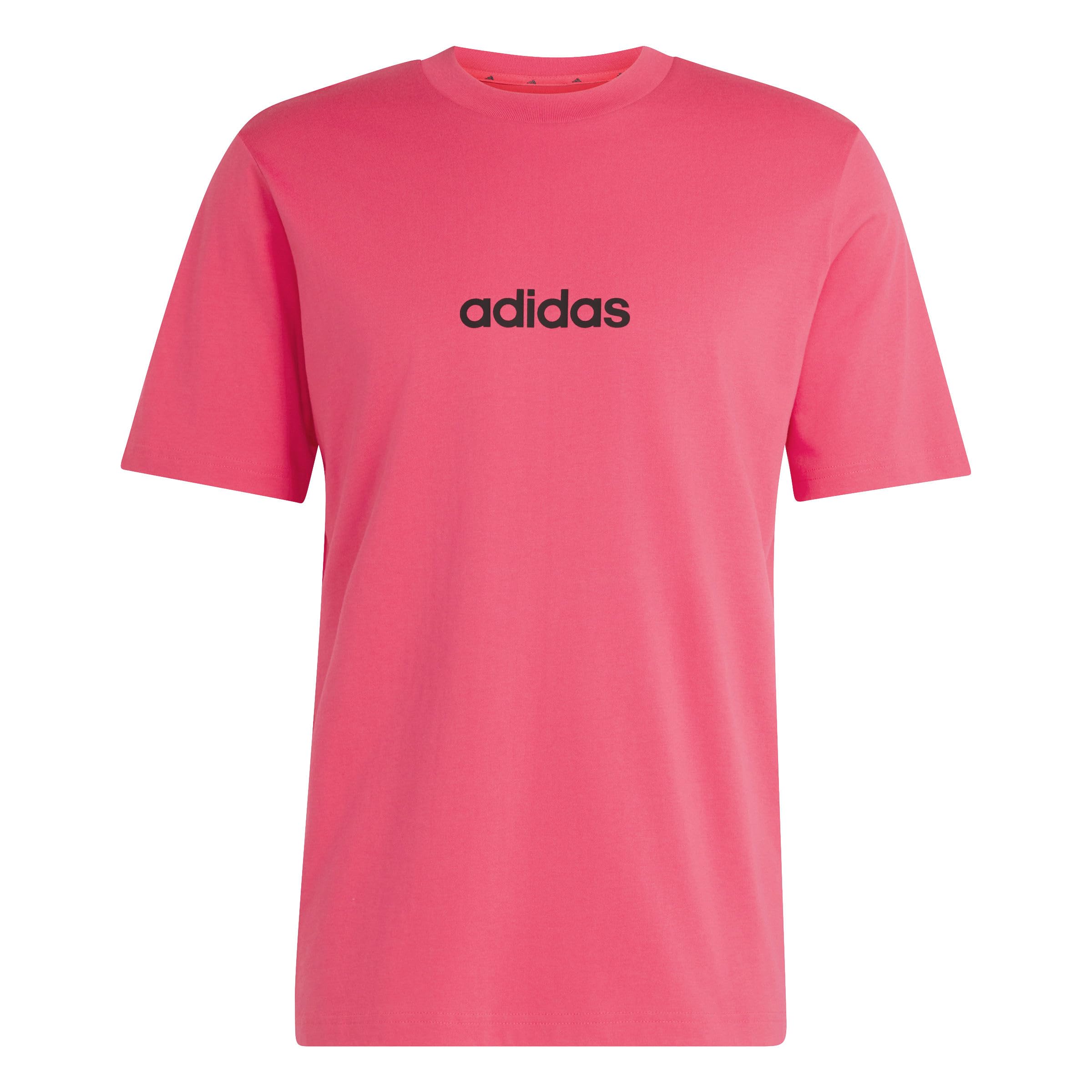 adidas Herren Essentials Linear Single Jersey Shirt, Power pink/Black, S