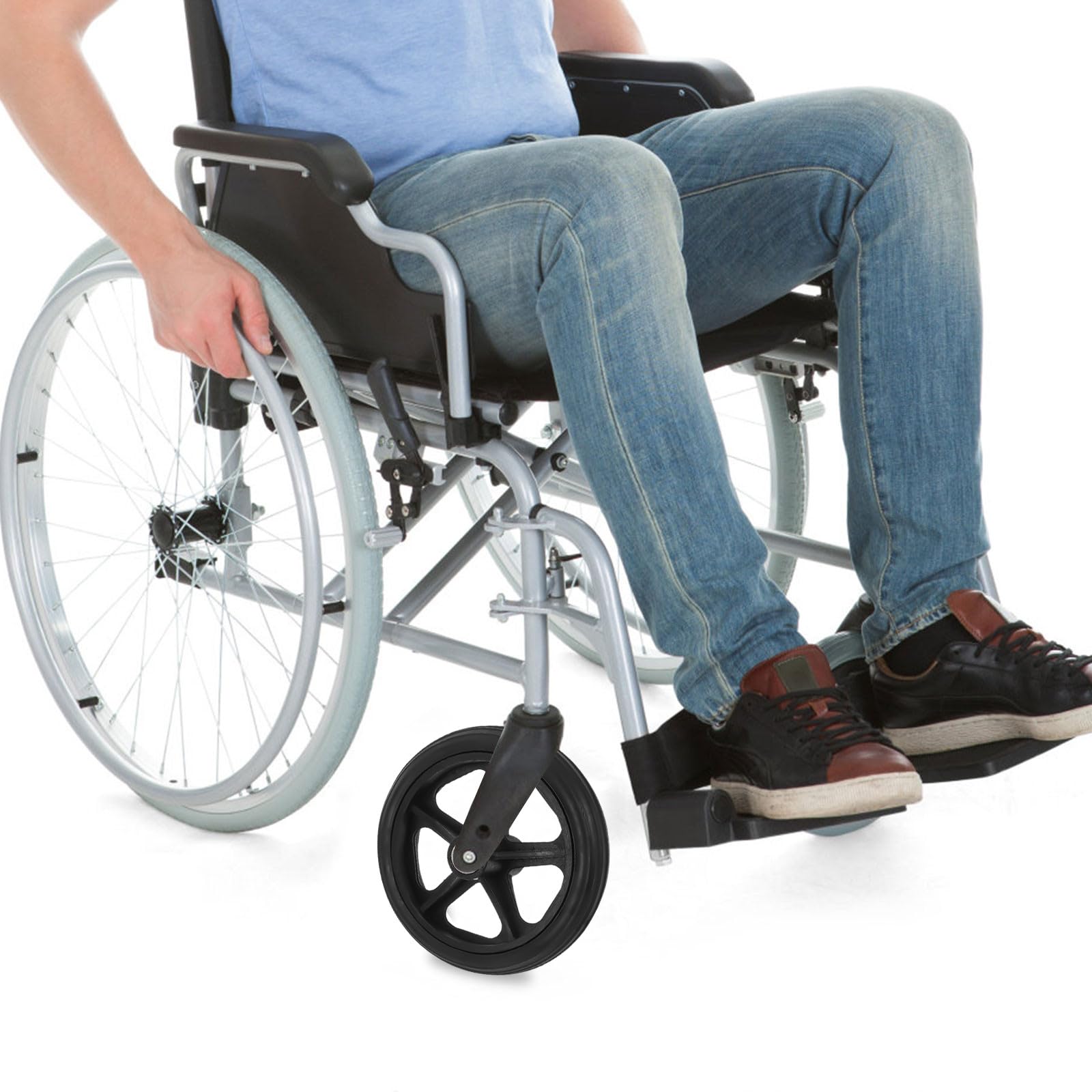 Rueda Delantera de Repuesto para Silla de Ruedas Material Abs y Acero, Resistente al Desgaste y Carga, Adecuado para Uso en Interiores y Exteriores